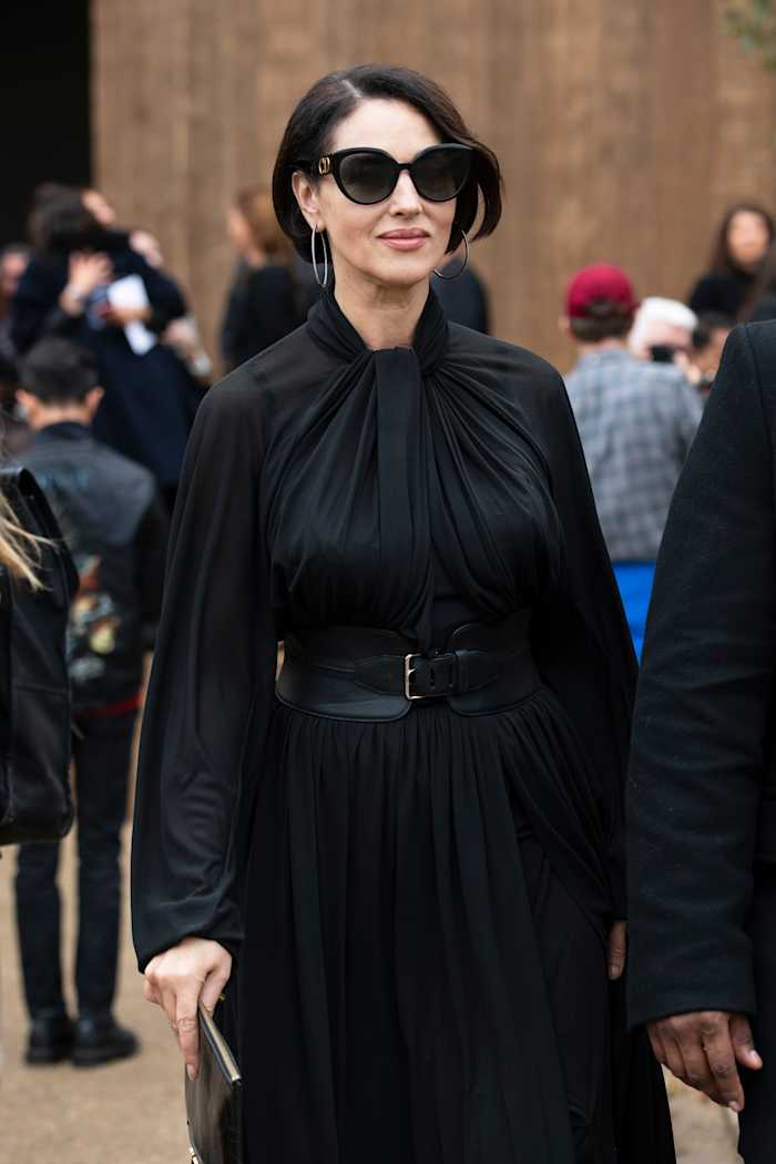 Actress Monica Bellucci wears Dior in Paris. 